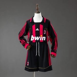 ac milan 06 07 home retro kids kit long sleeve jersey 001