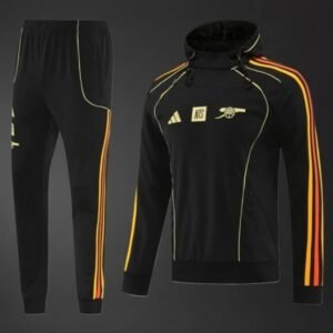 arsenal 25 26 adult black hoodie hooded long sleeved kit 001