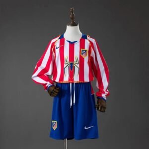 atletico madrid 04 05 home retro long sleeve kids kit jersey 001