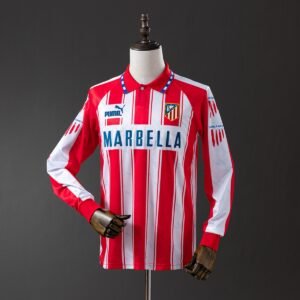 atletico madrid 94 95 home long sleeve retro jersey 001