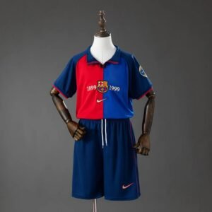 barcelona 100th anniversary retro kids kit jersey 001