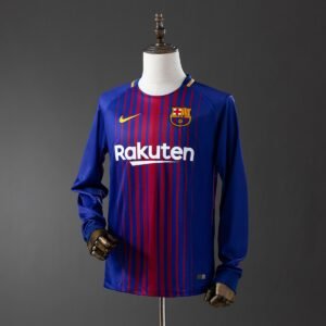 barcelona 17 18 home long sleeve retro jersey 001