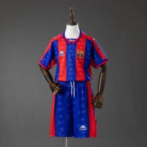 barcelona 96 97 home retro kids kit jersey 001