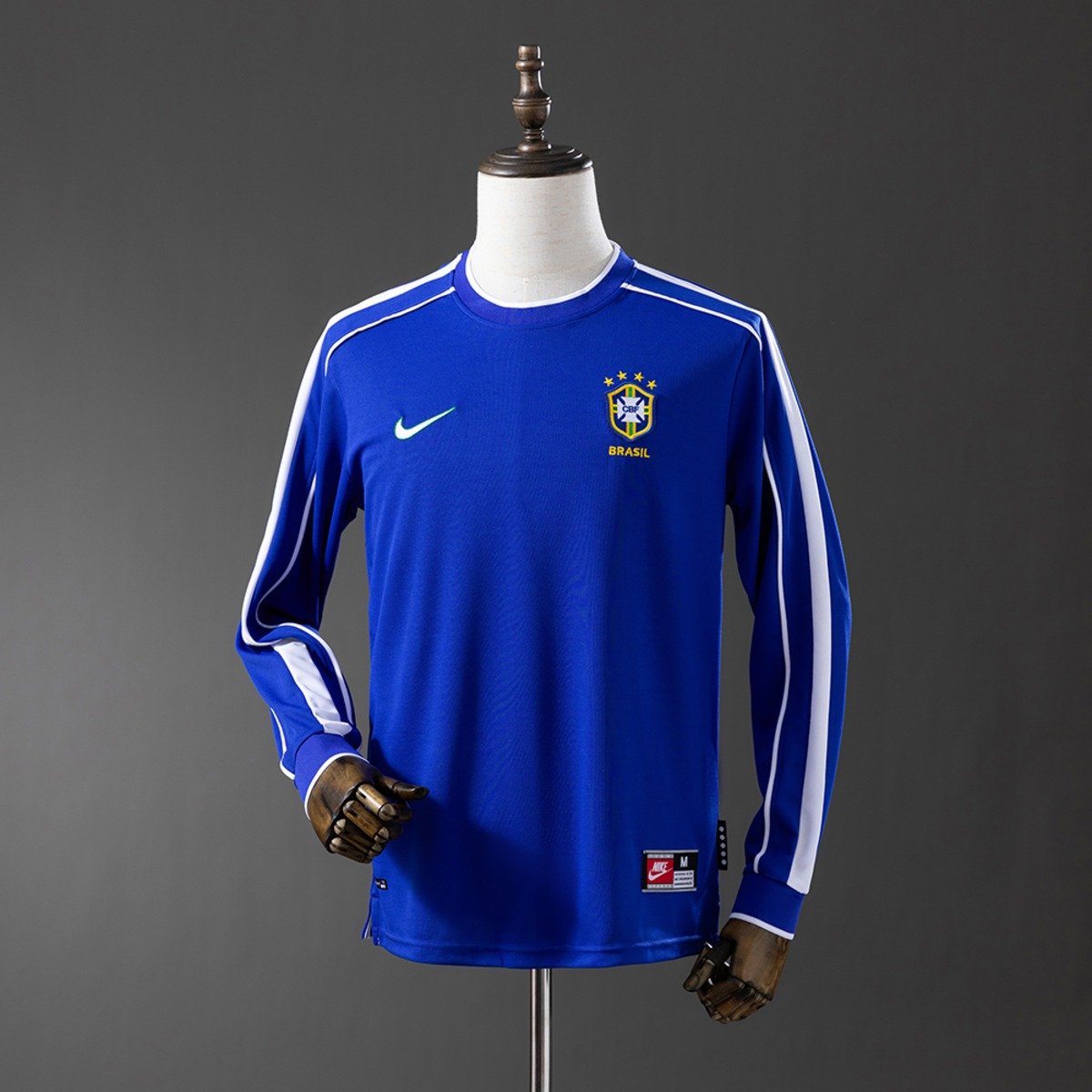 brazil 1998 away retro long sleeve jersey 001 brazil 1998 away retro long sleeve jersey 001