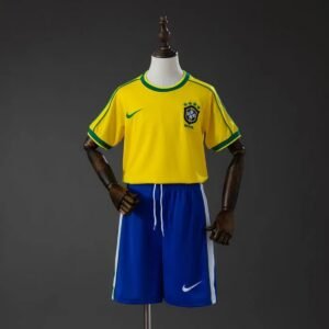 brazil 1998 home retro kids kit jersey 001