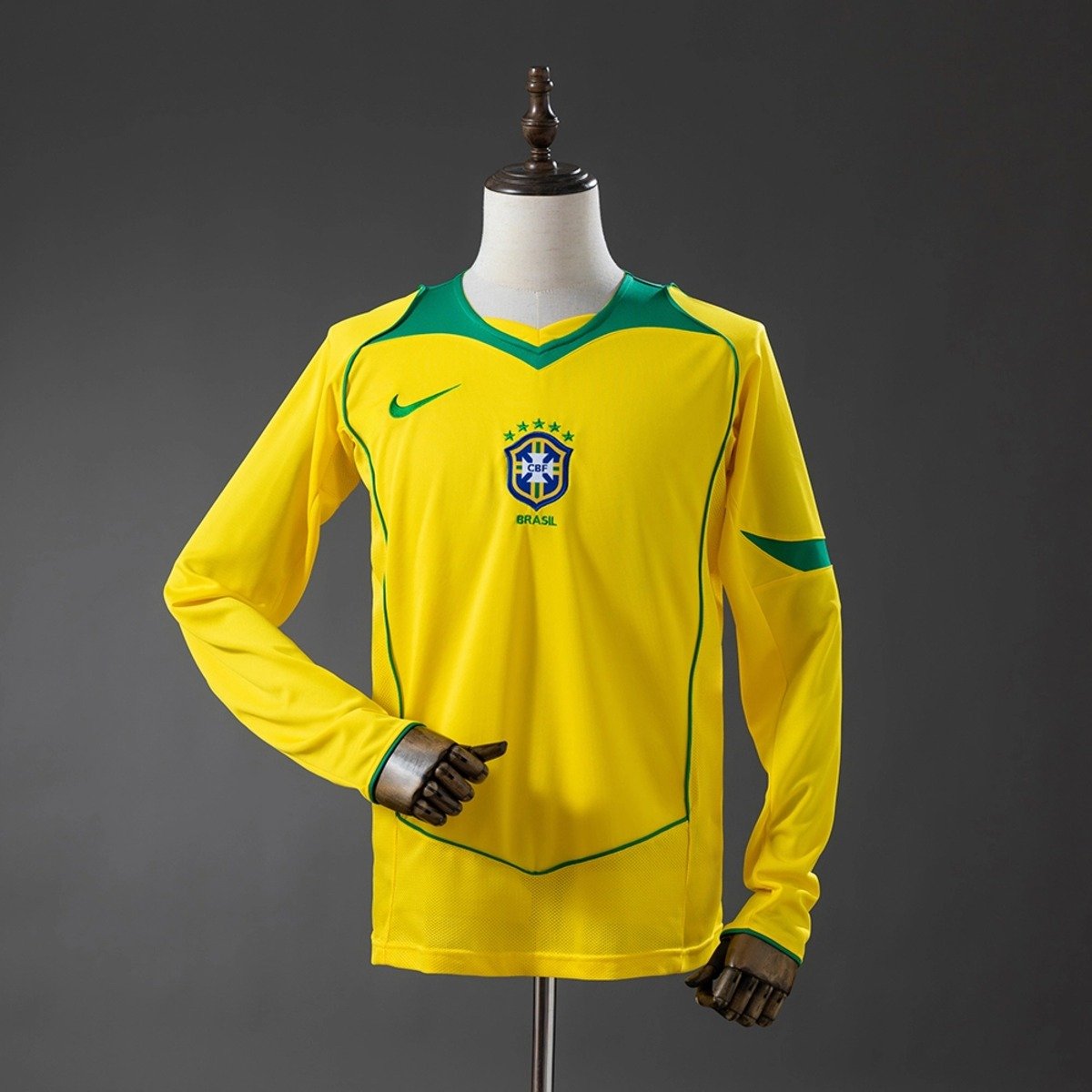 brazil 2004 home long sleeve retro jersey 001 brazil 2004 home long sleeve retro jersey 001
