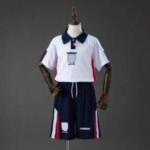 england 1998 home retro kids kit jersey 001