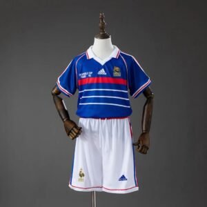 france 1998 home retro kids kit jersey 001