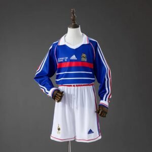 france 1998 home retro kids kit long sleeve jersey 001