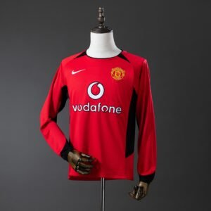 manchester united 02 04 home long sleeve retro jersey 001