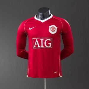 manchester united 06 07 home long sleeve player version retro jersey 001
