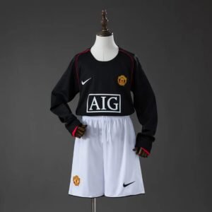 manchester united 07 08 away retro kids kit long sleeve jersey 001