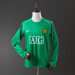 manchester united 07 08 goalkeeper long sleeve retro jersey green 001