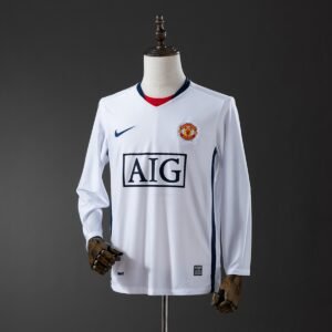 manchester united 08 09 away league edition long sleeve retro jersey 001