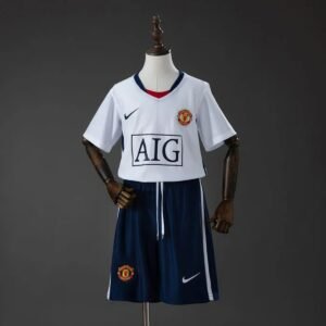 manchester united 08 09 away premier league retro kids kit jersey 001