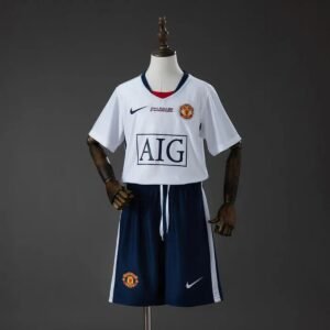 manchester united 08 09 away ucl retro kids kit jersey 001