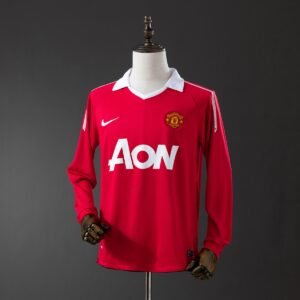 manchester united 10 11 home long sleeve retro jersey 001