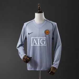 manchester united 2007 goalkeeper grey long sleeve retro jersey 001
