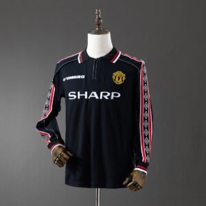 manchester united 98 99 black long sleeve retro jersey 001