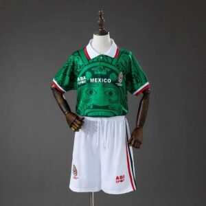 mexico 1998 home retro kids kit jersey 001